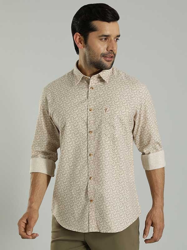 Indian Terrain Men All Over Print Beige Shirt